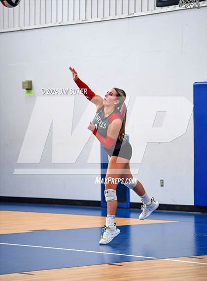 Thumbnail 3 in Incarnate Word Academy vs Brazos Christian (TAPPS Volleyball 4A Bi-District) photogallery.