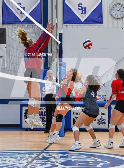 Thumbnail 2 in Incarnate Word Academy vs Brazos Christian (TAPPS Volleyball 4A Bi-District) photogallery.