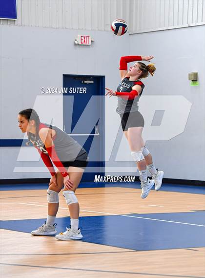 Thumbnail 1 in Incarnate Word Academy vs Brazos Christian (TAPPS Volleyball 4A Bi-District) photogallery.