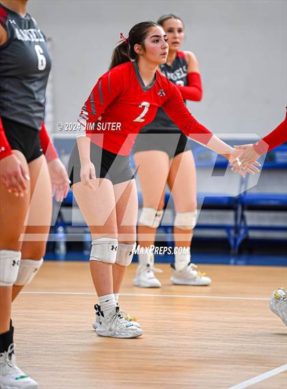 Thumbnail 3 in Incarnate Word Academy vs Brazos Christian (TAPPS Volleyball 4A Bi-District) photogallery.