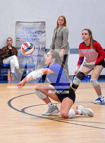 Thumbnail 3 in Incarnate Word Academy vs Brazos Christian (TAPPS Volleyball 4A Bi-District) photogallery.