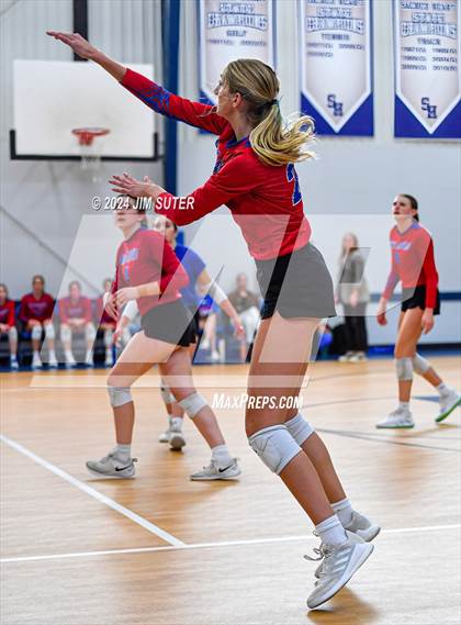 Thumbnail 3 in Incarnate Word Academy vs Brazos Christian (TAPPS Volleyball 4A Bi-District) photogallery.