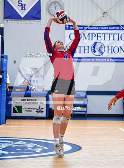 Thumbnail 3 in Incarnate Word Academy vs Brazos Christian (TAPPS Volleyball 4A Bi-District) photogallery.