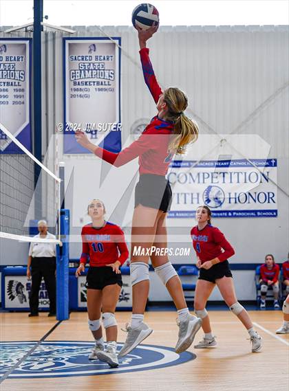 Thumbnail 3 in Incarnate Word Academy vs Brazos Christian (TAPPS Volleyball 4A Bi-District) photogallery.