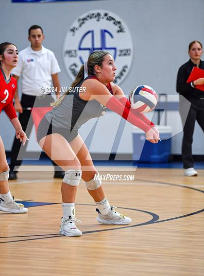 Thumbnail 1 in Incarnate Word Academy vs Brazos Christian (TAPPS Volleyball 4A Bi-District) photogallery.