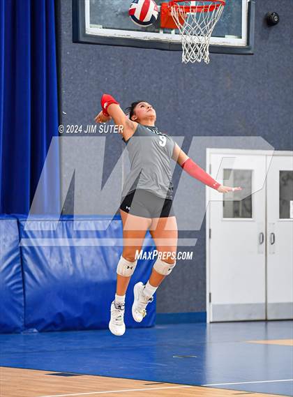 Thumbnail 3 in Incarnate Word Academy vs Brazos Christian (TAPPS Volleyball 4A Bi-District) photogallery.