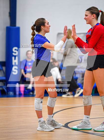 Thumbnail 3 in Incarnate Word Academy vs Brazos Christian (TAPPS Volleyball 4A Bi-District) photogallery.