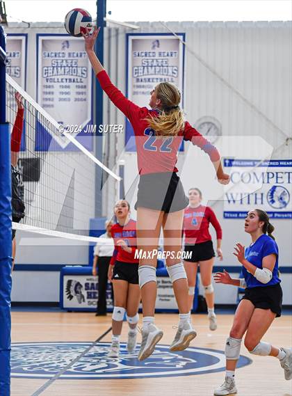 Thumbnail 2 in Incarnate Word Academy vs Brazos Christian (TAPPS Volleyball 4A Bi-District) photogallery.