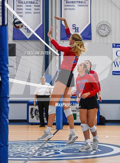 Thumbnail 1 in Incarnate Word Academy vs Brazos Christian (TAPPS Volleyball 4A Bi-District) photogallery.