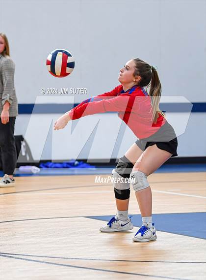 Thumbnail 2 in Incarnate Word Academy vs Brazos Christian (TAPPS Volleyball 4A Bi-District) photogallery.