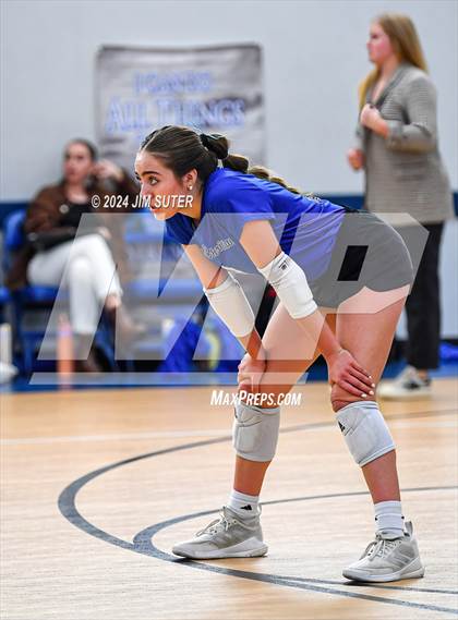 Thumbnail 3 in Incarnate Word Academy vs Brazos Christian (TAPPS Volleyball 4A Bi-District) photogallery.