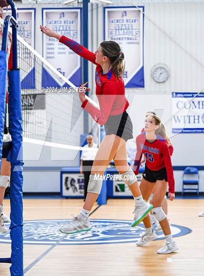 Thumbnail 2 in Incarnate Word Academy vs Brazos Christian (TAPPS Volleyball 4A Bi-District) photogallery.