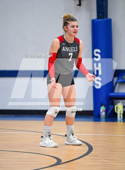 Thumbnail 3 in Incarnate Word Academy vs Brazos Christian (TAPPS Volleyball 4A Bi-District) photogallery.
