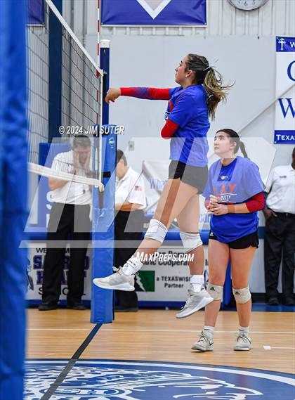 Thumbnail 3 in Incarnate Word Academy vs Brazos Christian (TAPPS Volleyball 4A Bi-District) photogallery.