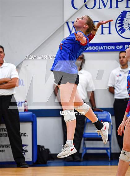 Thumbnail 1 in Incarnate Word Academy vs Brazos Christian (TAPPS Volleyball 4A Bi-District) photogallery.
