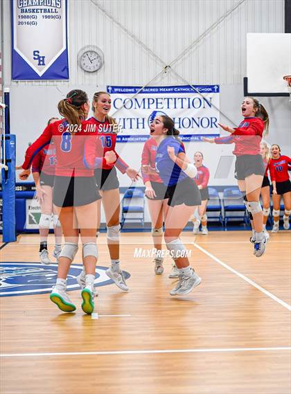 Thumbnail 3 in Incarnate Word Academy vs Brazos Christian (TAPPS Volleyball 4A Bi-District) photogallery.