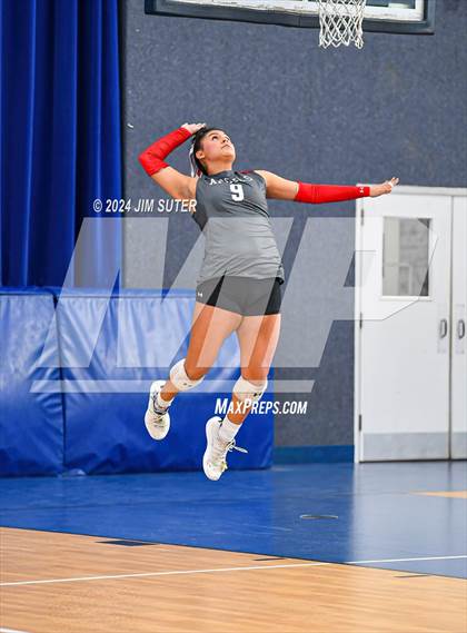 Thumbnail 2 in Incarnate Word Academy vs Brazos Christian (TAPPS Volleyball 4A Bi-District) photogallery.