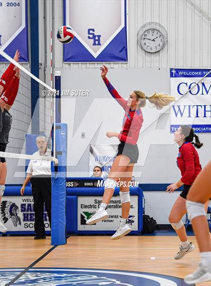 Thumbnail 1 in Incarnate Word Academy vs Brazos Christian (TAPPS Volleyball 4A Bi-District) photogallery.