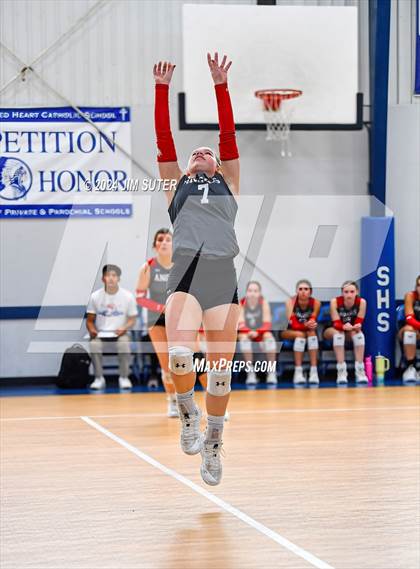 Thumbnail 3 in Incarnate Word Academy vs Brazos Christian (TAPPS Volleyball 4A Bi-District) photogallery.