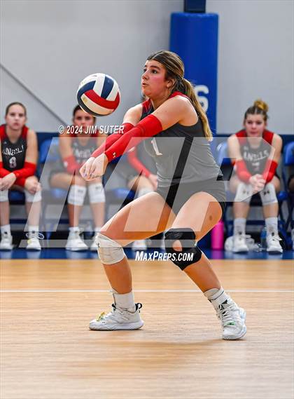 Thumbnail 3 in Incarnate Word Academy vs Brazos Christian (TAPPS Volleyball 4A Bi-District) photogallery.