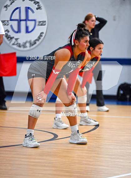 Thumbnail 3 in Incarnate Word Academy vs Brazos Christian (TAPPS Volleyball 4A Bi-District) photogallery.