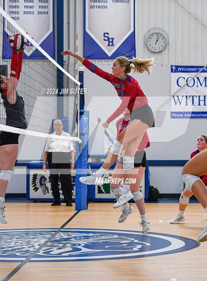 Thumbnail 2 in Incarnate Word Academy vs Brazos Christian (TAPPS Volleyball 4A Bi-District) photogallery.