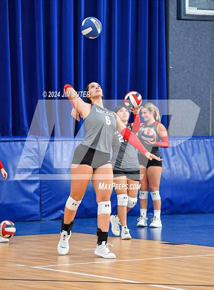 Thumbnail 1 in Incarnate Word Academy vs Brazos Christian (TAPPS Volleyball 4A Bi-District) photogallery.