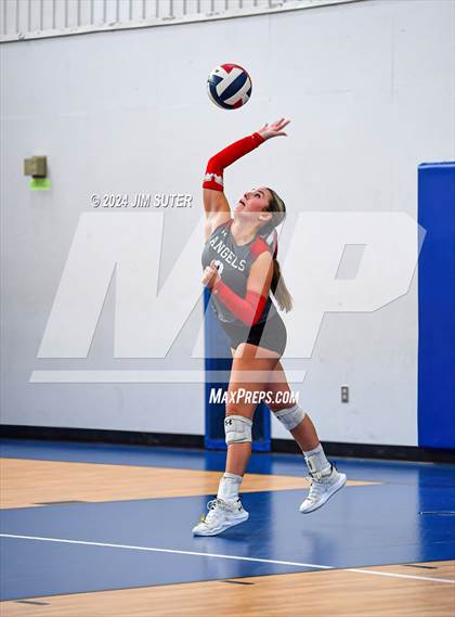 Thumbnail 2 in Incarnate Word Academy vs Brazos Christian (TAPPS Volleyball 4A Bi-District) photogallery.