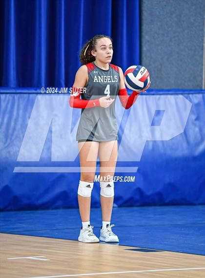 Thumbnail 3 in Incarnate Word Academy vs Brazos Christian (TAPPS Volleyball 4A Bi-District) photogallery.