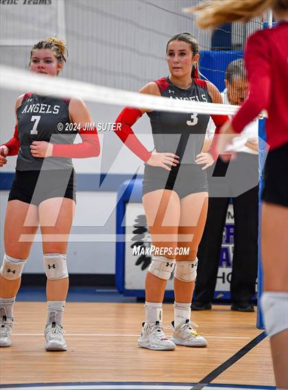 Thumbnail 3 in Incarnate Word Academy vs Brazos Christian (TAPPS Volleyball 4A Bi-District) photogallery.