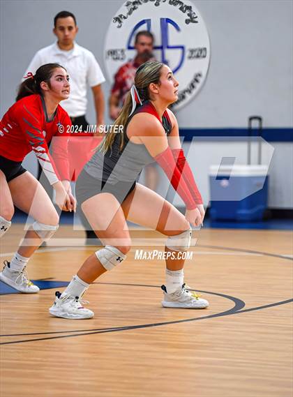 Thumbnail 3 in Incarnate Word Academy vs Brazos Christian (TAPPS Volleyball 4A Bi-District) photogallery.