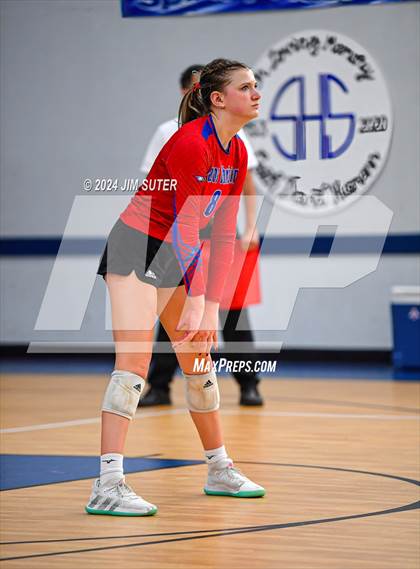 Thumbnail 1 in Incarnate Word Academy vs Brazos Christian (TAPPS Volleyball 4A Bi-District) photogallery.
