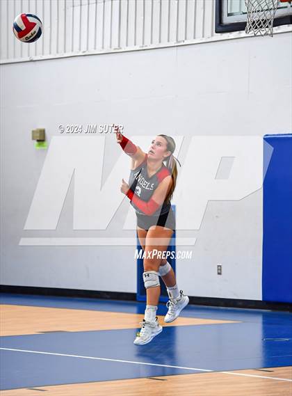 Thumbnail 3 in Incarnate Word Academy vs Brazos Christian (TAPPS Volleyball 4A Bi-District) photogallery.