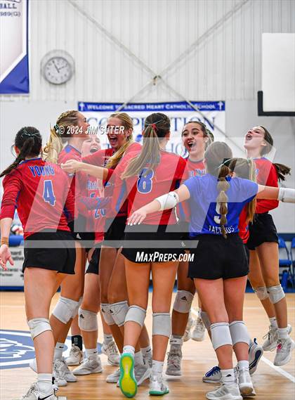 Thumbnail 3 in Incarnate Word Academy vs Brazos Christian (TAPPS Volleyball 4A Bi-District) photogallery.