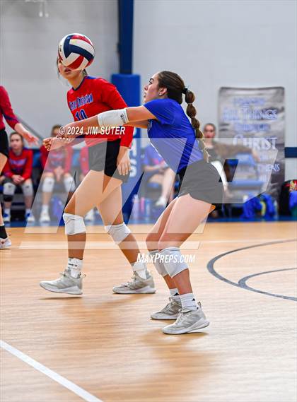 Thumbnail 2 in Incarnate Word Academy vs Brazos Christian (TAPPS Volleyball 4A Bi-District) photogallery.