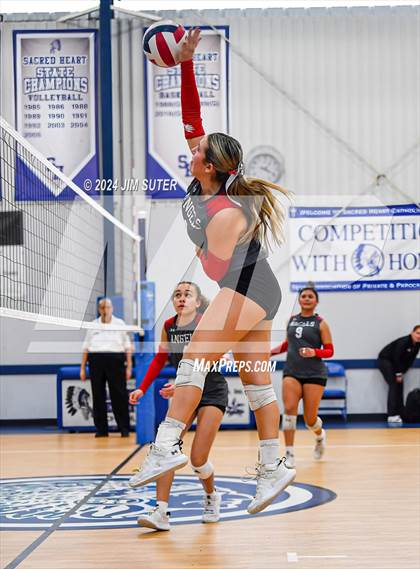 Thumbnail 3 in Incarnate Word Academy vs Brazos Christian (TAPPS Volleyball 4A Bi-District) photogallery.