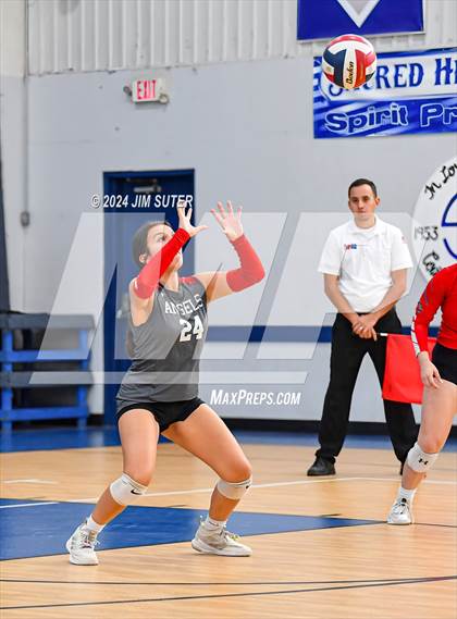 Thumbnail 1 in Incarnate Word Academy vs Brazos Christian (TAPPS Volleyball 4A Bi-District) photogallery.