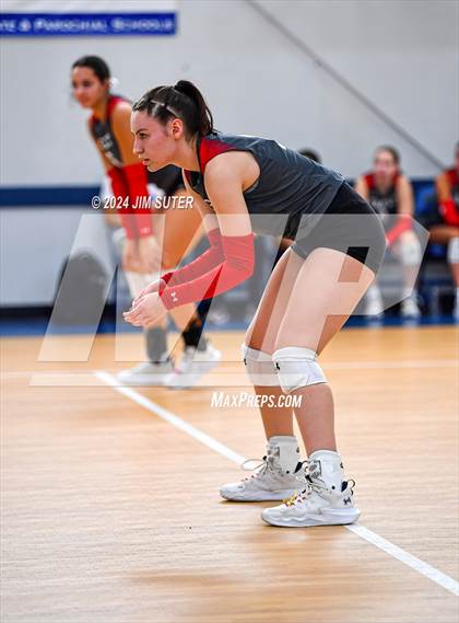 Thumbnail 3 in Incarnate Word Academy vs Brazos Christian (TAPPS Volleyball 4A Bi-District) photogallery.