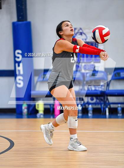 Thumbnail 1 in Incarnate Word Academy vs Brazos Christian (TAPPS Volleyball 4A Bi-District) photogallery.