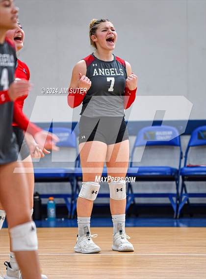 Thumbnail 2 in Incarnate Word Academy vs Brazos Christian (TAPPS Volleyball 4A Bi-District) photogallery.