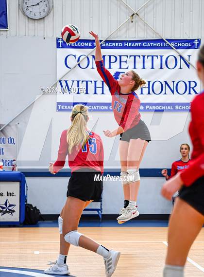 Thumbnail 1 in Incarnate Word Academy vs Brazos Christian (TAPPS Volleyball 4A Bi-District) photogallery.