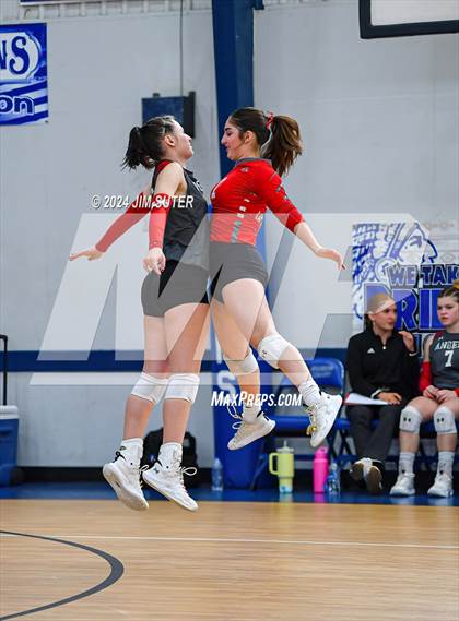 Thumbnail 1 in Incarnate Word Academy vs Brazos Christian (TAPPS Volleyball 4A Bi-District) photogallery.