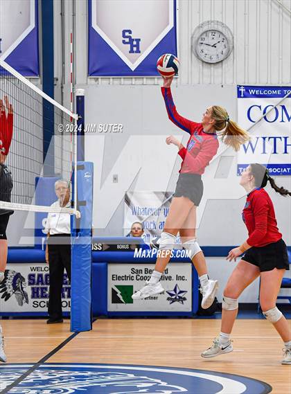 Thumbnail 2 in Incarnate Word Academy vs Brazos Christian (TAPPS Volleyball 4A Bi-District) photogallery.
