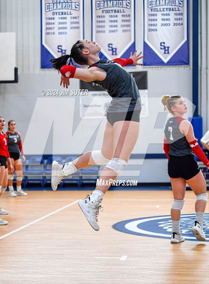 Thumbnail 3 in Incarnate Word Academy vs Brazos Christian (TAPPS Volleyball 4A Bi-District) photogallery.