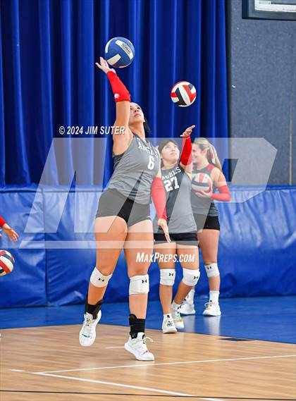 Thumbnail 2 in Incarnate Word Academy vs Brazos Christian (TAPPS Volleyball 4A Bi-District) photogallery.