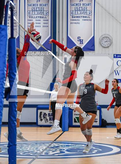 Thumbnail 2 in Incarnate Word Academy vs Brazos Christian (TAPPS Volleyball 4A Bi-District) photogallery.