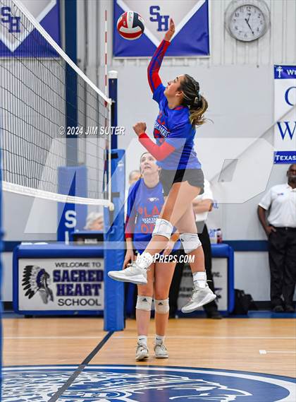 Thumbnail 2 in Incarnate Word Academy vs Brazos Christian (TAPPS Volleyball 4A Bi-District) photogallery.