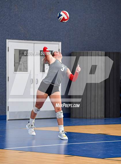 Thumbnail 2 in Incarnate Word Academy vs Brazos Christian (TAPPS Volleyball 4A Bi-District) photogallery.