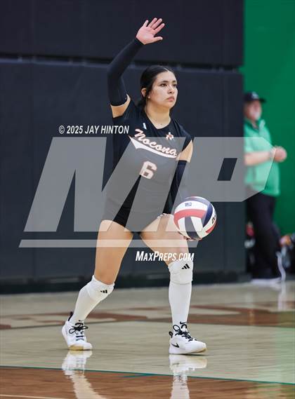 Thumbnail 3 in Nocona vs Whitewright (UIL 2A D1 Volleyball Semifinal) photogallery.