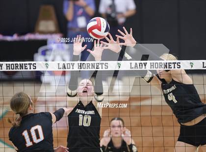 Thumbnail 1 in Nocona vs Whitewright (UIL 2A D1 Volleyball Semifinal) photogallery.
